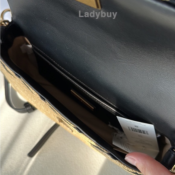 🟢Tory Burch Soft Straw Small Kira Chevron Convertible Flap Shoulder Bag $568 - Picture 8 of 14